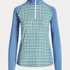 Siniset naisten Ralph Lauren Print Jersey Quarter -vetoketjulliset villapaidat Siniset naisten Ralph Lauren Print Jersey Quarter -vetoketjulliset villapaidat