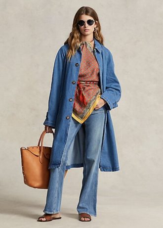 Siniset naisten Ralph Lauren -puuvilla-silkkisekoitetut autotakit