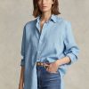 Siniset naisten Ralph Lauren Relaxed Fit pellavapaidat