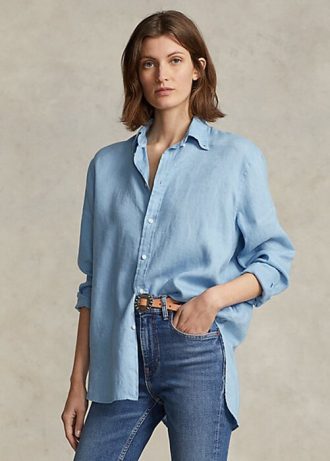 Siniset naisten Ralph Lauren Relaxed Fit pellavapaidat