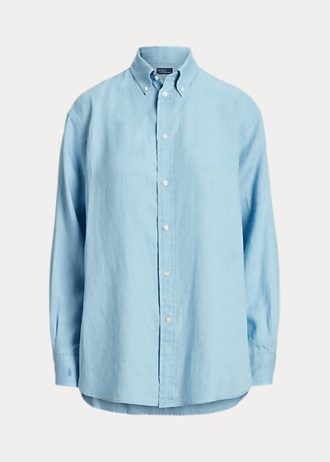Siniset naisten Ralph Lauren Relaxed Fit pellavapaidat