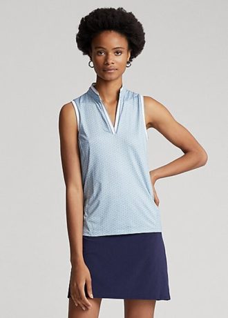 Siniset naisten Ralph Lauren Räätälöidyt Hihaton Pikee-paidat