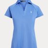 Siniset naisten Ralph Lauren Scalloped-Placket mesh poolopaidat Siniset naisten Ralph Lauren Scalloped-Placket mesh poolopaidat