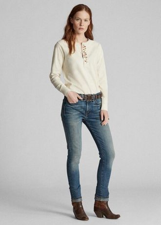 Siniset naisten Ralph Lauren Skinny Stretch -farkut