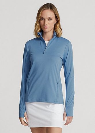 Siniset naisten Ralph Lauren Stretch Jersey Quarter -vetoketjulliset villapaidat Siniset naisten Ralph Lauren Stretch Jersey Quarter -vetoketjulliset villapaidat