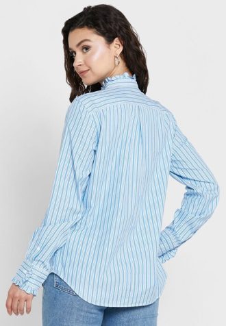 Siniset Naisten Ralph Lauren Striped Ruffle Yksityiskohtaiset paidat