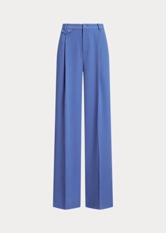 Siniset naisten Ralph Laurenin laskostetut Georgette-housut Siniset naisten Ralph Laurenin laskostetut Georgette-housut
