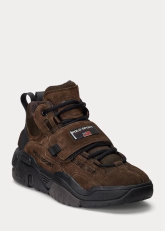 Suklaa miesten Ralph Lauren PS100 korkeat mokkanahkaiset tennarit Suklaa miesten Ralph Lauren PS100 korkeat mokkanahkaiset tennarit
