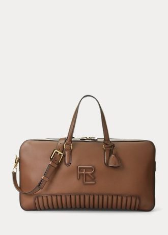 Suklaa miesten Ralph Lauren tikatut kiillotetut vasikannahkaiset pussit