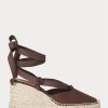 Suklaa naisten Ralph Lauren Canvas Wedge Espadrille Suklaa naisten Ralph Lauren Canvas Wedge Espadrille
