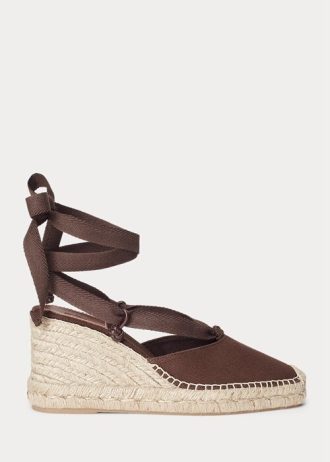 Suklaa naisten Ralph Lauren Canvas Wedge Espadrille