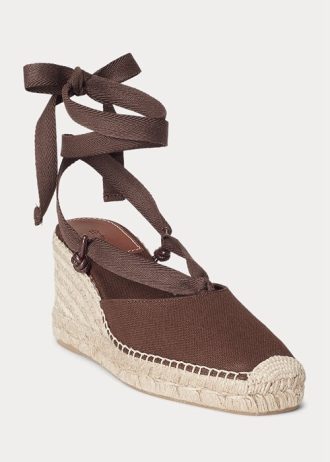 Suklaa naisten Ralph Lauren Canvas Wedge Espadrille