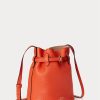Sunset Orange naisten Ralph Lauren -nahkaiset pienet Bellport Bucket -laukut Sunset Orange naisten Ralph Lauren -nahkaiset pienet Bellport Bucket -laukut