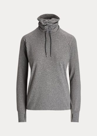 Tummanharmaat naisten Ralph Lauren Funnelneck Jersey -puseropuserot Tummanharmaat naisten Ralph Lauren Funnelneck Jersey -puseropuserot