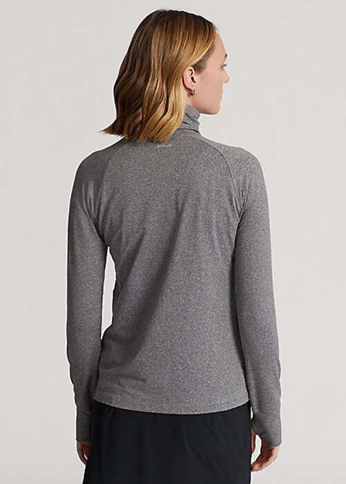 Tummanharmaat naisten Ralph Lauren Funnelneck Jersey -puseropuserot Tummanharmaat naisten Ralph Lauren Funnelneck Jersey -puseropuserot