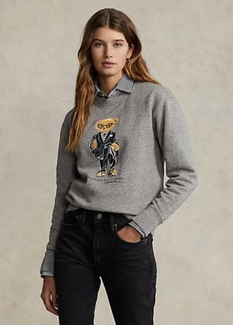 Tummanharmaat naisten Ralph Lauren Polo Bear Fleece Crewneck collegepaidat Tummanharmaat naisten Ralph Lauren Polo Bear Fleece Crewneck collegepaidat