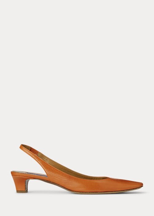 Tummankeltaiset naisten Ralph Lauren Kelsin nahkaiset Slingback-korkokengät Tummankeltaiset naisten Ralph Lauren Kelsin nahkaiset Slingback-korkokengät