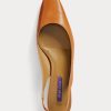 Tummankeltaiset naisten Ralph Lauren Kelsin nahkaiset Slingback-korkokengät Tummankeltaiset naisten Ralph Lauren Kelsin nahkaiset Slingback-korkokengät