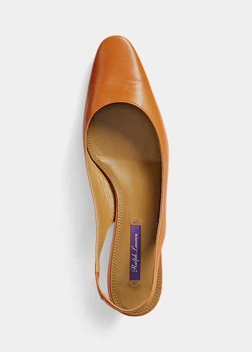 Tummankeltaiset naisten Ralph Lauren Kelsin nahkaiset Slingback-korkokengät Tummankeltaiset naisten Ralph Lauren Kelsin nahkaiset Slingback-korkokengät