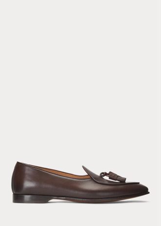 Tummanruskeat miesten Ralph Lauren Belvin Calfskin -mekkokengät Tummanruskeat miesten Ralph Lauren Belvin Calfskin -mekkokengät