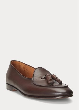 Tummanruskeat miesten Ralph Lauren Belvin Calfskin -mekkokengät Tummanruskeat miesten Ralph Lauren Belvin Calfskin -mekkokengät