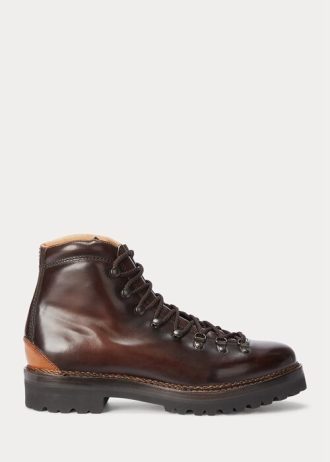 Tummanruskeat miesten Ralph Lauren Fidel kiillotetut vasikannahkasaappaat Tummanruskeat miesten Ralph Lauren Fidel kiillotetut vasikannahkasaappaat