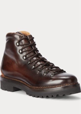 Tummanruskeat miesten Ralph Lauren Fidel kiillotetut vasikannahkasaappaat Tummanruskeat miesten Ralph Lauren Fidel kiillotetut vasikannahkasaappaat