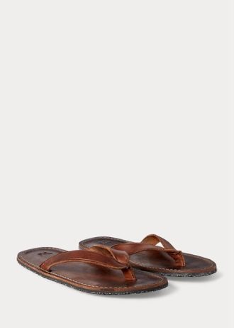 Tummanruskeat miesten Ralph Lauren -nahkaiset varvastossut Tummanruskeat miesten Ralph Lauren -nahkaiset varvastossut