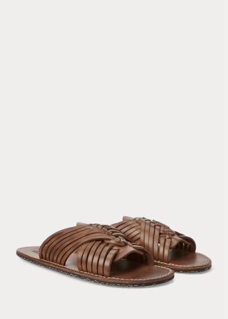 Tummanruskeat miesten Ralph Lauren -punotut nahkatossut Tummanruskeat miesten Ralph Lauren -punotut nahkatossut