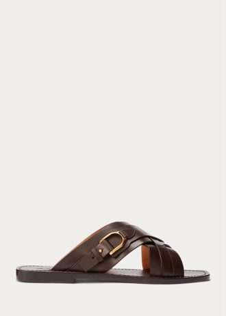 Tummanruskeat miesten Ralph Lauren Welingtonin vasikkanahkaiset tossut Tummanruskeat miesten Ralph Lauren Welingtonin vasikkanahkaiset tossut