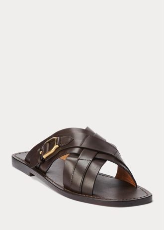 Tummanruskeat miesten Ralph Lauren Welingtonin vasikkanahkaiset tossut Tummanruskeat miesten Ralph Lauren Welingtonin vasikkanahkaiset tossut