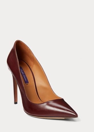 Tummanruskeat naisten Ralph Lauren Celia Calfskin -korkokengät Tummanruskeat naisten Ralph Lauren Celia Calfskin -korkokengät