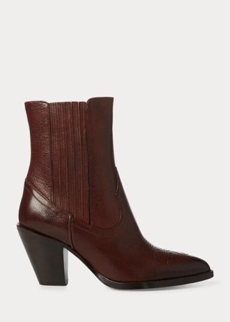 Tummanruskeat naisten Ralph Lauren Lowreyn nahkaiset cowboysaappaat Tummanruskeat naisten Ralph Lauren Lowreyn nahkaiset cowboysaappaat