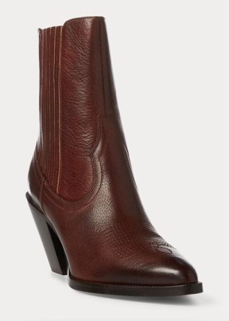 Tummanruskeat naisten Ralph Lauren Lowreyn nahkaiset cowboysaappaat Tummanruskeat naisten Ralph Lauren Lowreyn nahkaiset cowboysaappaat