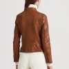 Tummanruskeat naisten Ralph Lauren -nahkaiset mototakit Tummanruskeat naisten Ralph Lauren -nahkaiset mototakit
