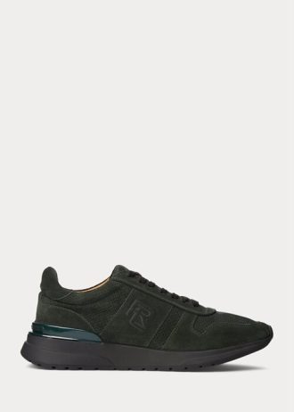 Tummanvihreät miesten Ralph Lauren Ethan Calf-Suede tennarit Tummanvihreät miesten Ralph Lauren Ethan Calf-Suede tennarit