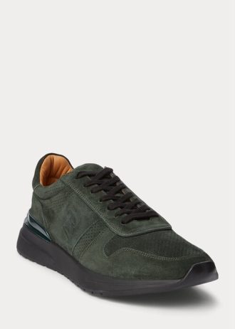 Tummanvihreät miesten Ralph Lauren Ethan Calf-Suede tennarit Tummanvihreät miesten Ralph Lauren Ethan Calf-Suede tennarit