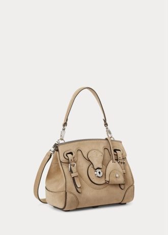 Vaalean hunajainen naisten Ralph Lauren Calf-Mohka pehmeä Ricky 18 käsilaukku