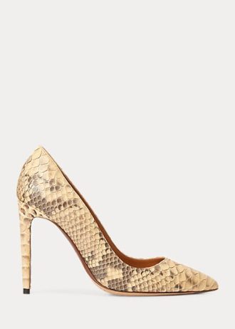 Vaaleankeltaiset naisten Ralph Lauren Celia Python -korkokengät Vaaleankeltaiset naisten Ralph Lauren Celia Python -korkokengät