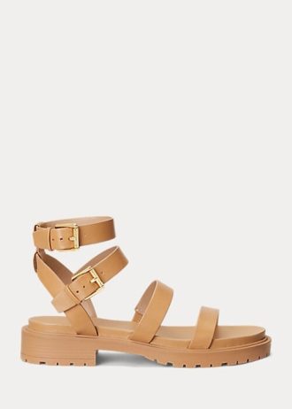 Vaaleankeltaiset naisten Ralph Lauren Kayleen Nappa -nahkasandaalit Vaaleankeltaiset naisten Ralph Lauren Kayleen Nappa -nahkasandaalit