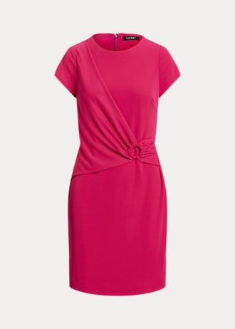 Vaaleanpunainen naisten Ralph Lauren Stretch Jersey lyhythihainen mekko