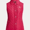 Vaaleanpunainen naisten Ralph Lauren -timanttitikattu liivi Vaaleanpunainen naisten Ralph Lauren -timanttitikattu liivi