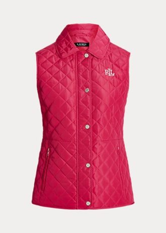 Vaaleanpunainen naisten Ralph Lauren -timanttitikattu liivi Vaaleanpunainen naisten Ralph Lauren -timanttitikattu liivi