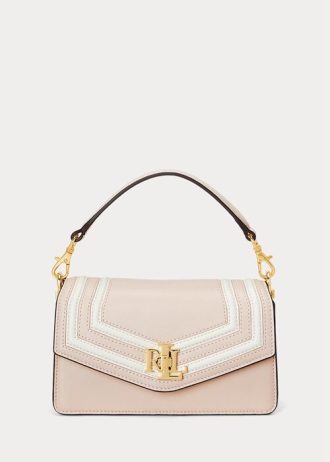 Vaaleanpunainen/vanilja naisten Ralph Lauren Nappa -nahkaiset pienet Tayler Crossbody -laukut