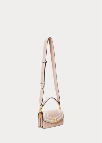 Vaaleanpunainen/vanilja naisten Ralph Lauren Nappa -nahkaiset pienet Tayler Crossbody -laukut