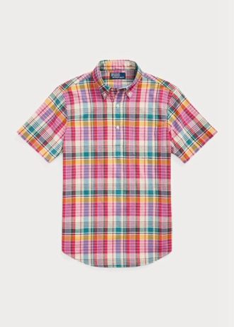 Vaaleanpunaiset Miesten Ralph Lauren Classic Fit Madras Popover -paidat Vaaleanpunaiset Miesten Ralph Lauren Classic Fit Madras Popover -paidat