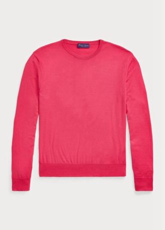 Vaaleanpunaiset miesten Ralph Lauren Cotton Crewneck -neulepuserot Vaaleanpunaiset miesten Ralph Lauren Cotton Crewneck -neulepuserot