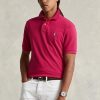 Vaaleanpunaiset miesten Ralph Lauren mukautetut Slim Fit mesh poolopaidat Vaaleanpunaiset miesten Ralph Lauren mukautetut Slim Fit mesh poolopaidat