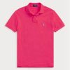 Vaaleanpunaiset miesten Ralph Lauren mukautetut Slim Fit mesh poolopaidat Vaaleanpunaiset miesten Ralph Lauren mukautetut Slim Fit mesh poolopaidat