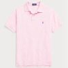 Vaaleanpunaiset miesten Ralph Lauren mukautetut Slim Fit mesh poolopaidat Vaaleanpunaiset miesten Ralph Lauren mukautetut Slim Fit mesh poolopaidat